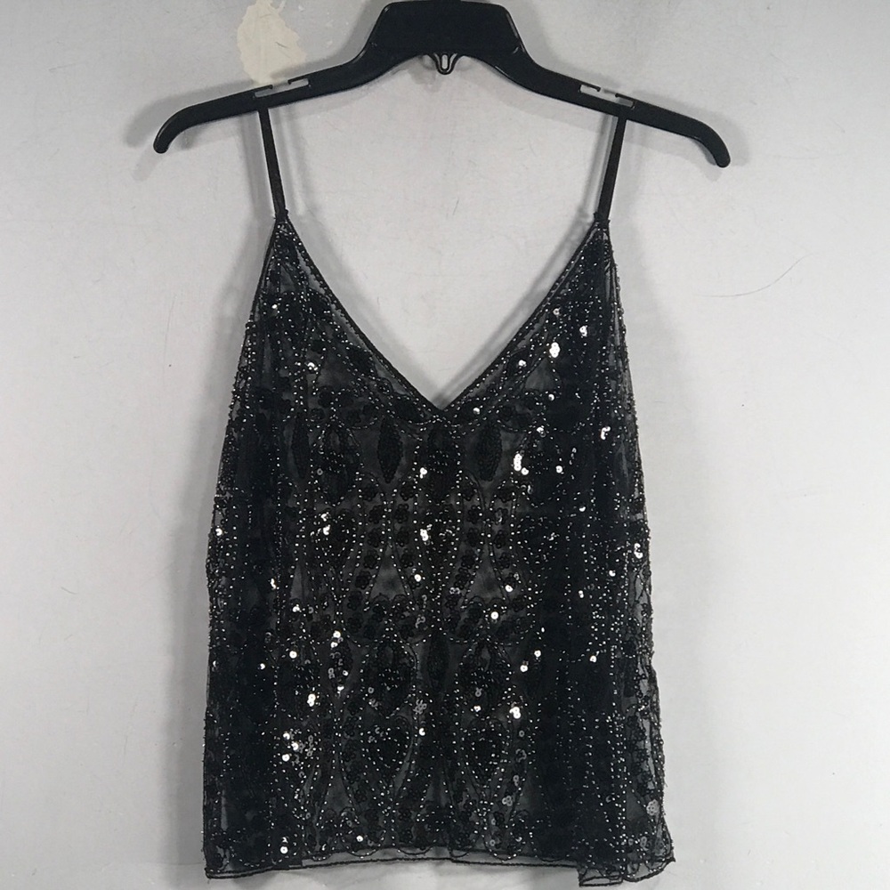 Baynoyia Semi See Through Sparkly Tank Top, Women's Size S - Black - Picture 1 of 6